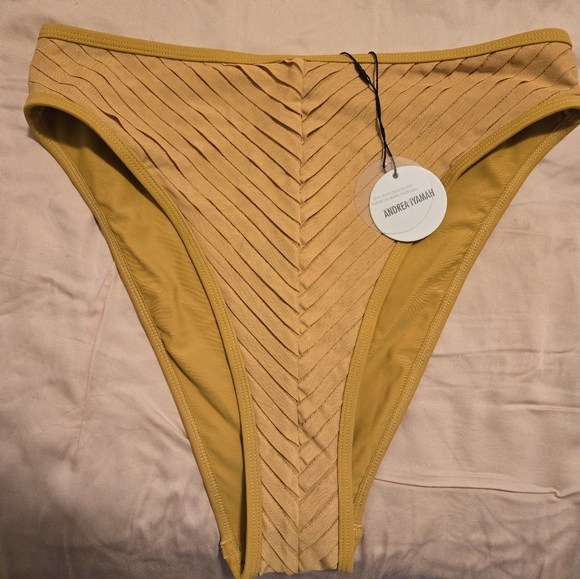 Andrea Iyamah Yellow Ribbed Bikini Bottoms - Picture 2 of 4